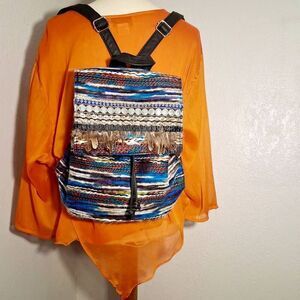 MIKA New York Boho Textile Backpack Purse